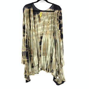 Pure Intent Open Front Thin Cardigan Sweater Womens One Size Plus Tie Dye